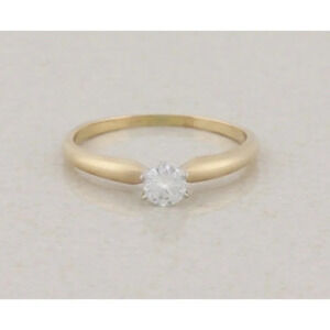 10k Yellow Gold .25 Carat Diamond Solitaire Engagement Ring Size 8 1/4